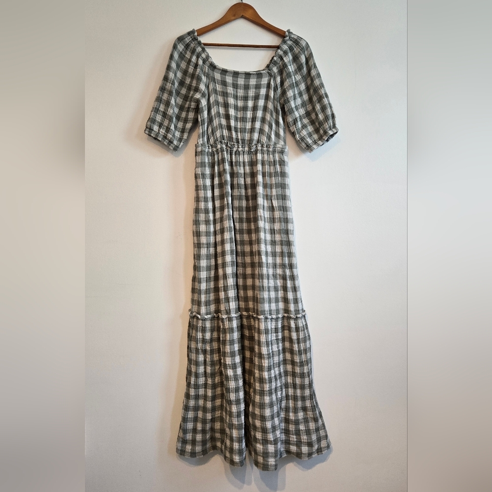 UpWest Green and White Tiered Maxi Sundress